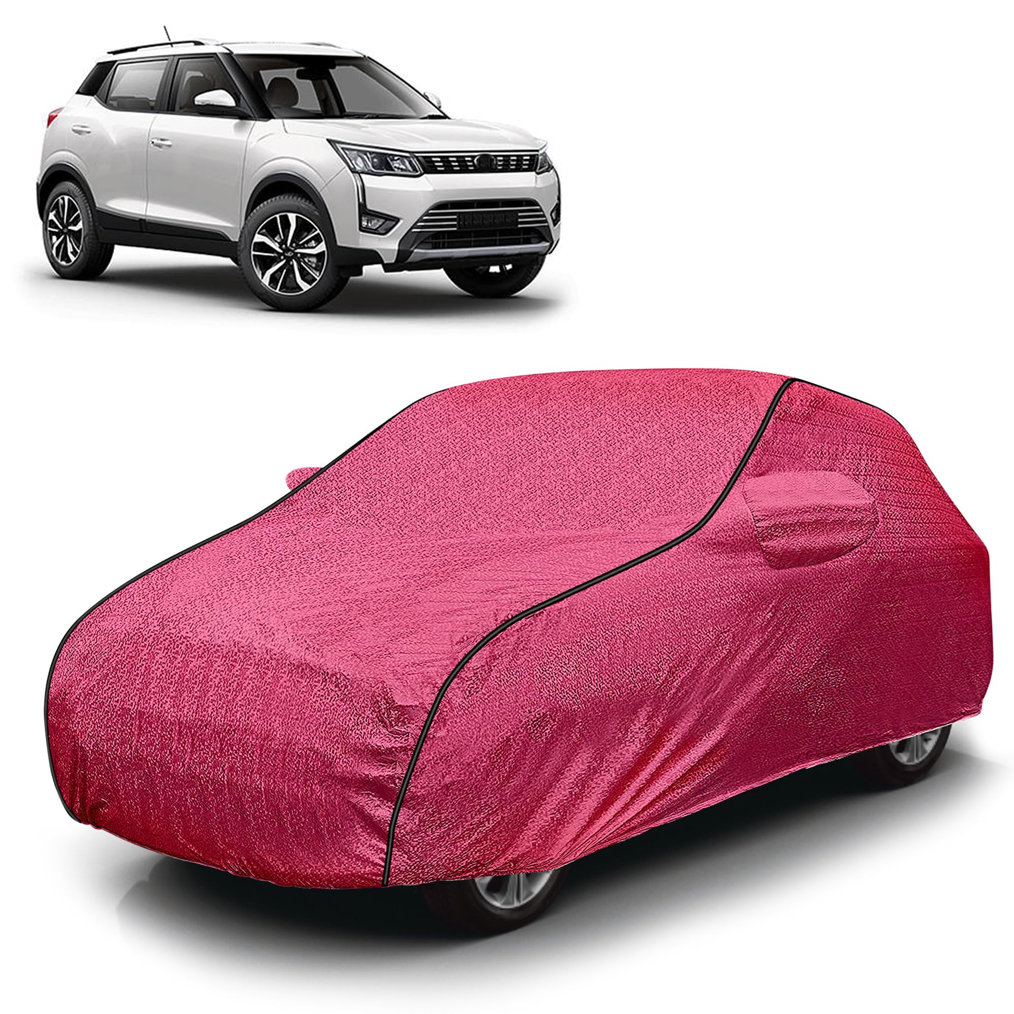 Autofy RedTech-Black Piping 100% Waterproof Car Cover for Mahindra XUV300 [Year 2019 Onwards] - Dust & UV Proof Car Cover with Soft Cotton Flock Layer Inside for Paint Protection